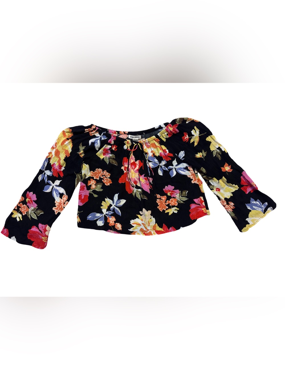 Billabong Floral Multi-Color Drawstring Top